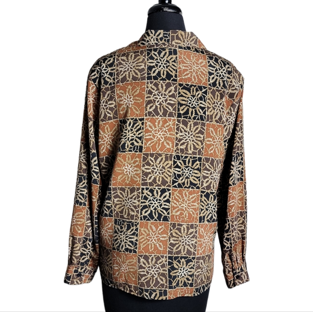 Notations Patchwork Floral Print Button Down Top … - image 2